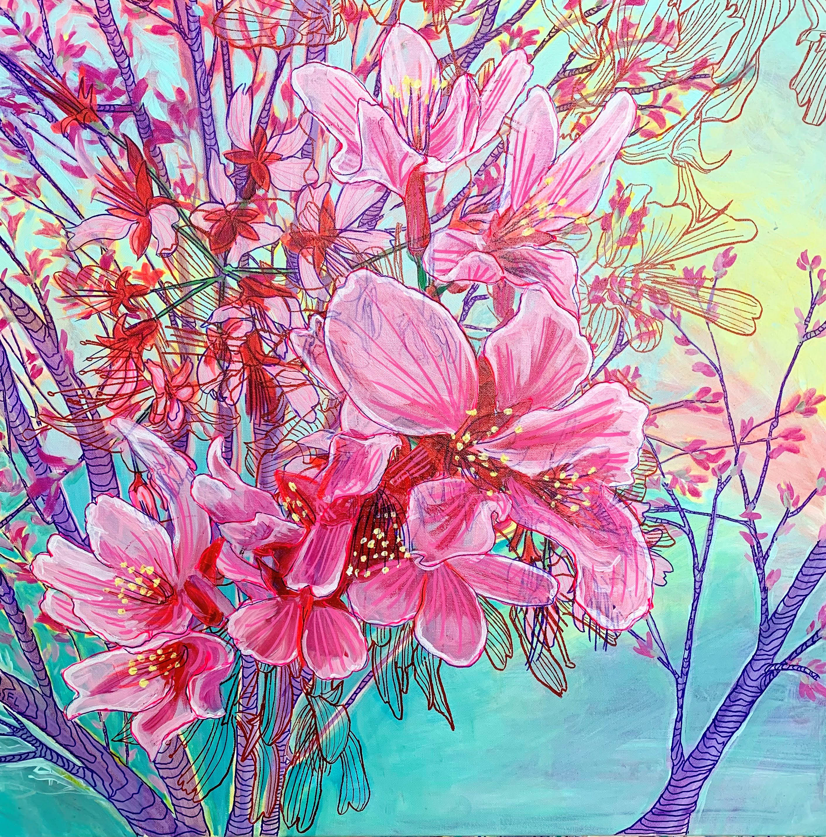 Blossoms - Contemporary painting of cherry blossoms., Acrylic