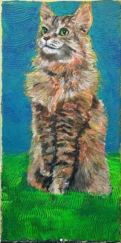 Kitkat - Impasto painting of my cat Kitty Katdashian, Acrylic