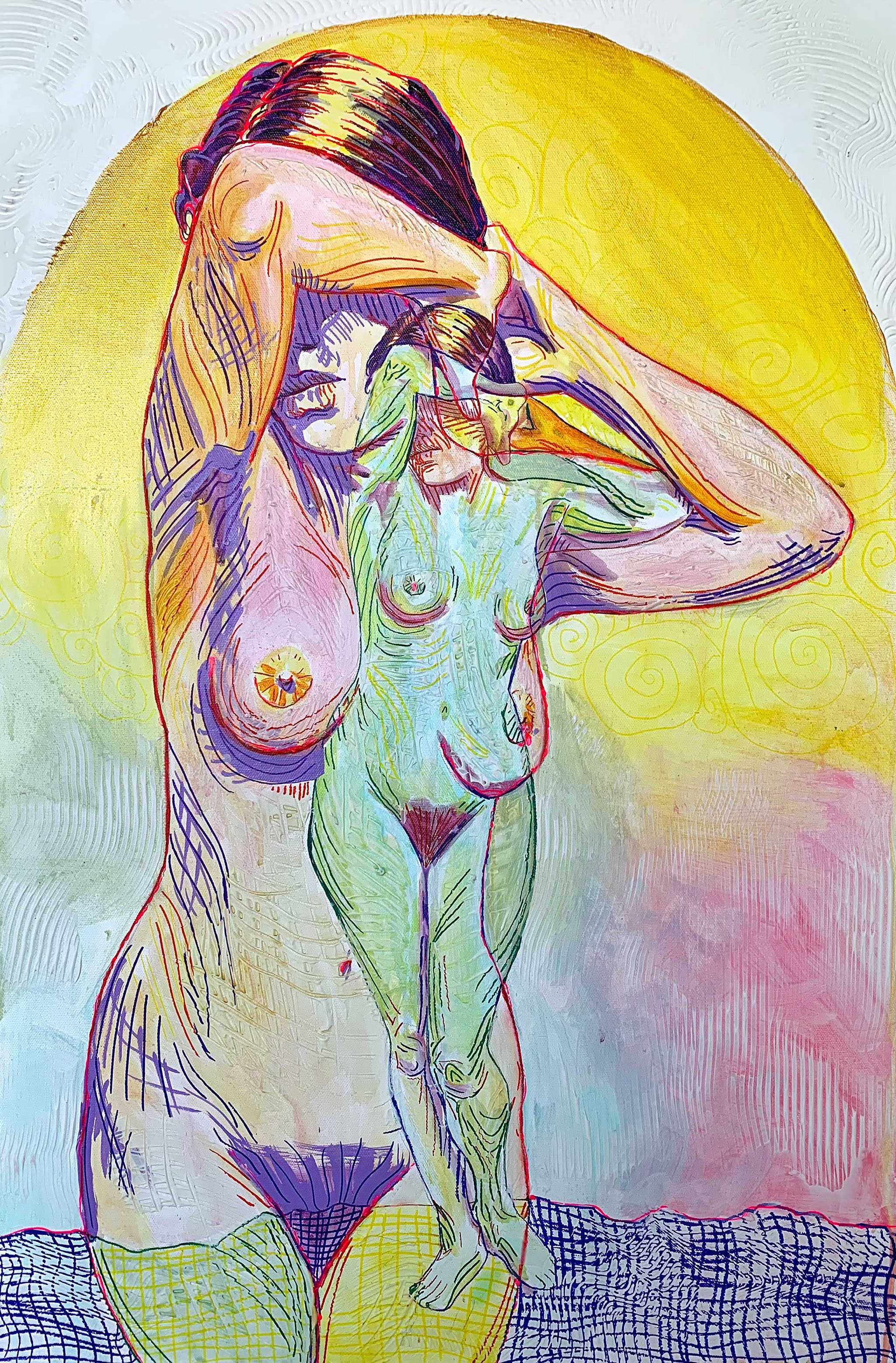 Nude Woman - Contemporary painting of a nude girl, Acrylic