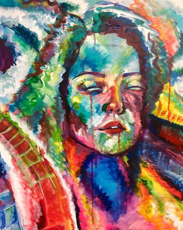 Self Portrait - Colorful contempoary self portrait painting., Acrylic