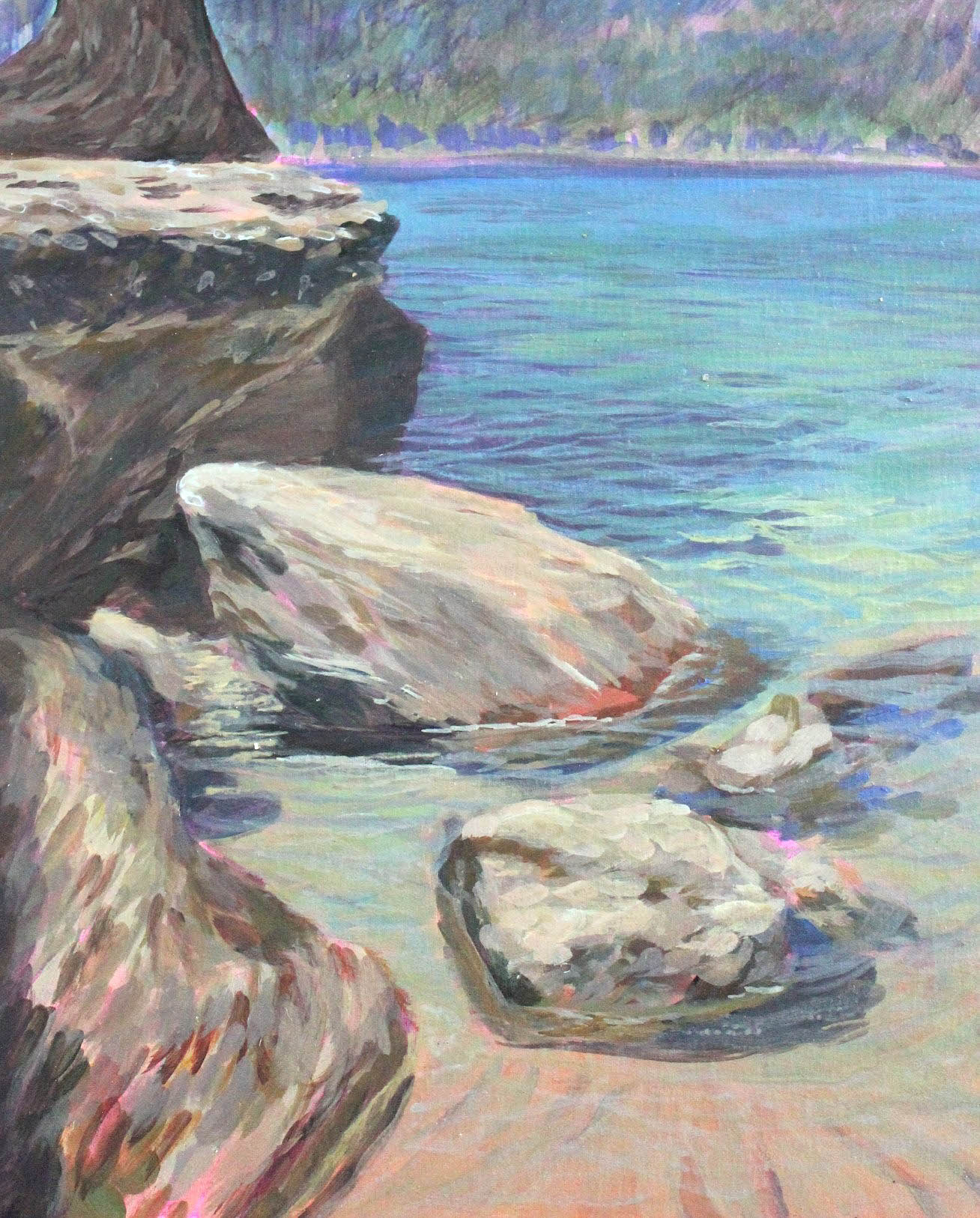 Sand Harbor - Plein air of Sand Harbor of lake tahoe, Acrylic